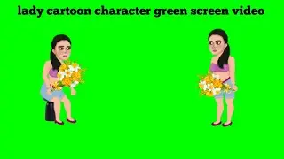 lady cartoon character green screen video
