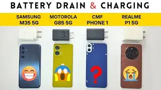 (5G) BATTERY Drain and CHARGING Test 🔋 SAMSUNG M35 5G vs Moto G85 5G vs CMF Phone 1 vs Realme P1🔥