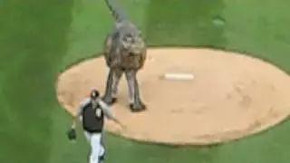 T-Rex first pitch @ White Sox game