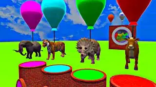 kids for animals | elephant 🐘 cow 🐄 tiger 🐅 dinosaur 🦖 | fountain crossing | wild animals