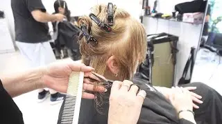 ANTI AGE HAIRCUT - SHORT BLONDE LAYERED BOB WITH SIDE BANGS