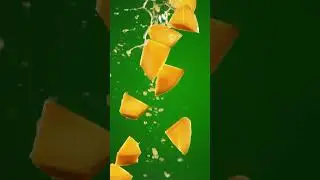 Mango slices falling 🥭💣 Pure Tropical Splash #mango #fruitexplosion #greenscreen #shorts