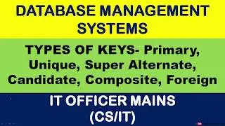 DBMS : Types of Keys ( Primary, Unique, Composite, Super, Alternate, Composite, Foreign)