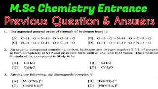 Msc chemistry entrance exam preparation | Question & Answers | hcu |  Chemistry entrance exam