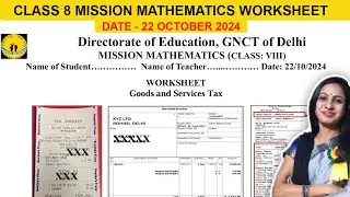 Class 8 Math DOE Mission Mathematics Worksheet | 22 October 2024 | 8th Worksheet