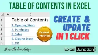 Create Table of Contents in Excel in 1 click (Fastest Method)