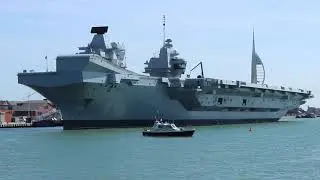 Royal Navy - British aircraft carrier HMS Queen Elizabeth in dock - short clip Part 1
