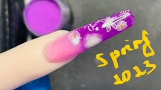 Purple acrylic nails| flower 🌸| tutorial 1/5 inch nails extension| 5 min design #naildesign #nails