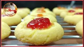 Jam cookies I Thumb print cookies I Cookies I Easy butter cookies I Jam drop butter cookies