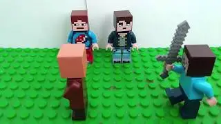 лего майнкрафт-житель и голодный Стив