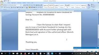 Request for Issuance of Bank Passbook for Savings Account No