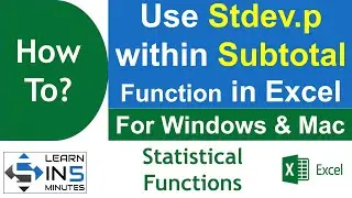How to use Stdev.p (Standard Deviation) within Subtotal Function in MS Excel | Learn in 5 Minutes