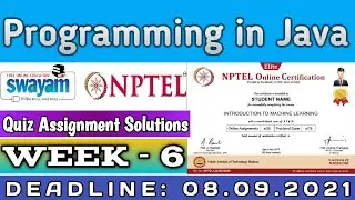 Programming in Java Week 6 || assignment 6 nptel || NPTEL JAVA Solution || July 2021