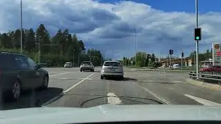 Driving from east side of the city towards city center passing road, Savonlinna,EasternFinland1.6.23