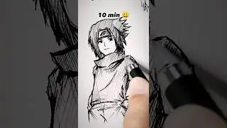 How to Draw Sasuke in 10sec, 10mins, 10hrs 😳 