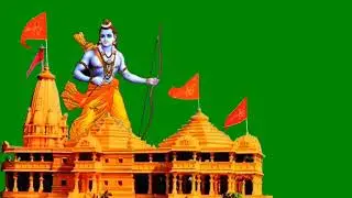 Ram ji with temple green screen hd | ram ji green screen video with bhagwa flag