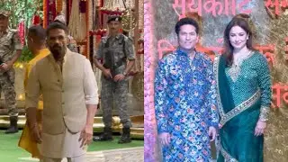 Suniel Shetty Sachin Tendulkar Anjali Tendulkar At  Ambani house for Ganpati Darshan in Mumbai