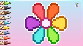 Pixel Art | Как нарисовать ЦВЕТОЧЕК по клеточкам | Рисунки по клеточкам | Coloring Kids