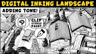 Digital Inking Landscape and Adding Tone Clip Studio