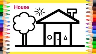 How to Draw a House - Paint easy step by step for beginners