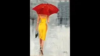 Нарисовать девушку в желтом платье со спины oil