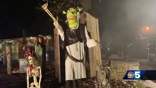 Swamp-themed Halloween display lights up Peru, NY, home