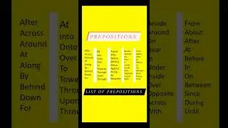 List of prepositions 