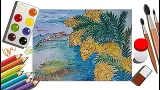 Как нарисовать мимозу. Рисуем весенний пейзаж.