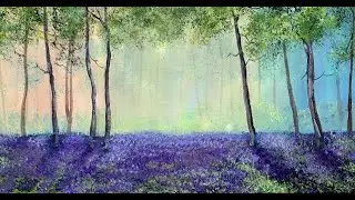Как создать мягкий фон. Растушевка. Весенний лес акрилом. How to blend in acrylic! Bluebells