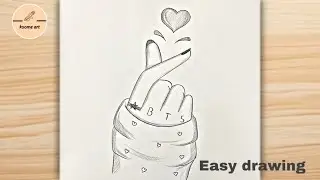 BTS DRAWING | Tumblr Korean Finger Heart Drawing | BTS hands