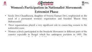 Women Studies/Gender Studies P-11 M-03. Women’s Participation in the Nationalist Movement: Extremist