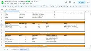 Vergo Construction Daily Reports Template in Google Sheets