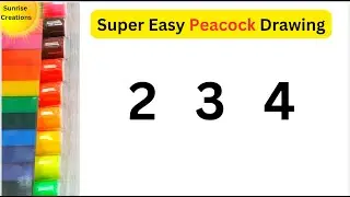 How to Draw a Peacock by Numbers 2,3 and 4 | Beginners Easy Peacock Drawing Step by Step