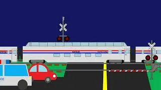 Amtrak F40PH Passing The Level Crossing At Night