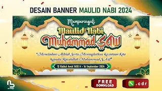 Desain Banner Maulid Nabi Muhammad SAW 2024 (File CDR) - #nurdesigns