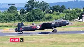 Avro Lancaster taking off from Exeter Airport 24.06-18