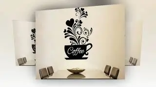 Flower Coffee Cup Wall Sticker For Cafe Restaurant Decoration