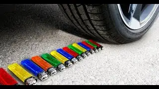 Experiment Car vs 7 ligters  Crushing Crunchy & Soft Things by Car