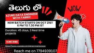 Azure Data engineer with Fabric new batch starts on Oct 21st 6PM IST to 7.30PM IST 