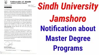 SINDH UNIVERSITY JAMSHORO|| Most important update|| admissions in Masters degree programs.