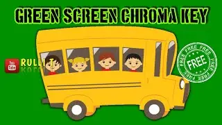 Green Screen HD - SCHOOL BUS KIDS YELLOW CHILDREN SCHOOLING animation 🔊 sound