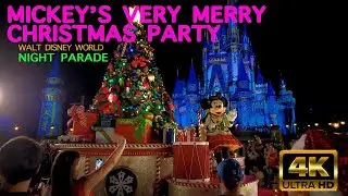 4K Mickey's Very Merry Christmas Party Night Parade Magic Kingdom Walt Disney World