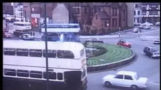 Traffic problems in 1970's Derby.  Archive film 94139