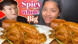 Chicken spicy whole curry 😋 food eating ASMR challenge video Maddy eats mukbang video #skrb2vlog
