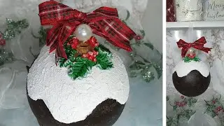 Fun Christmas Pudding Bauble 🎇 #christmas #decoupage #mixedmedia #homemade