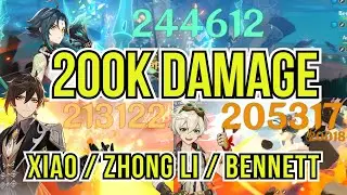 200K Damage Compilation - Genshin Impact - Xiao / Zhong Li / Bennett