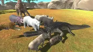 Remastered Mammals vs  Remastered Machimosaurus Rex - Animal Revolt Battle Simulator