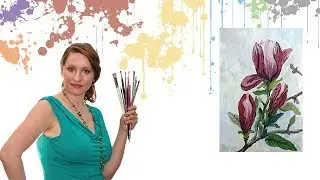 Рисуем весеннюю магнолию акрилом или гуашью