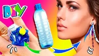 DIY JEWELRY with PLASTIC BOTTLES 💍  How to make EARRINGS, NECKLACE and RING with Plastic Bottles
