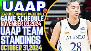 TEAM STANDINGS UAAP SEASON 87 WOMEN'S BASKETBALL OCTOBER 31,2024|KACEY DELA ROSA 28 POINTS 19 REBS